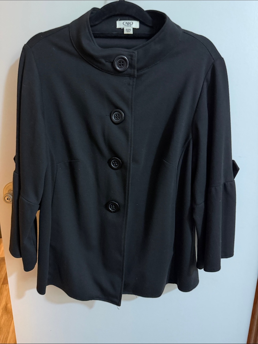 Cato Black Button-Front Pea Coat